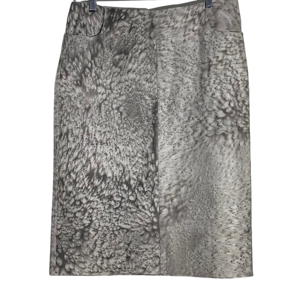 Wes Gordon Pencil Skirt Below Knee Midi Pockets Denim Canvas Stretch Size 12